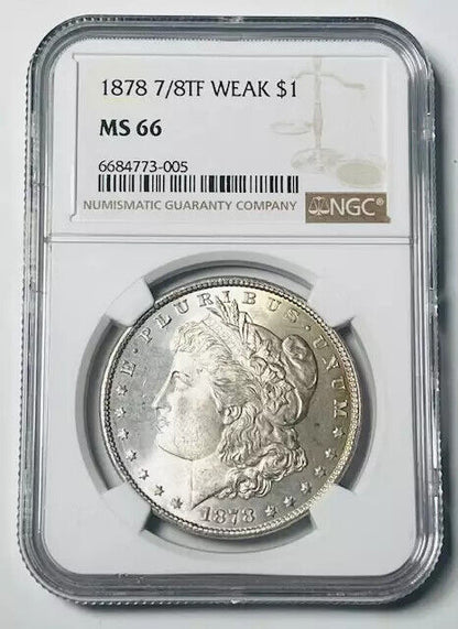 1878 Morgan Silver Dollar NGC MS-66 7/8TF