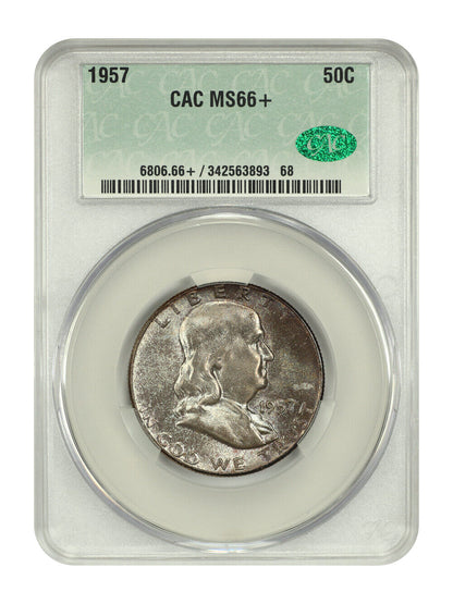 1957 50C CACG MS66+ - Franklin Half Dollar