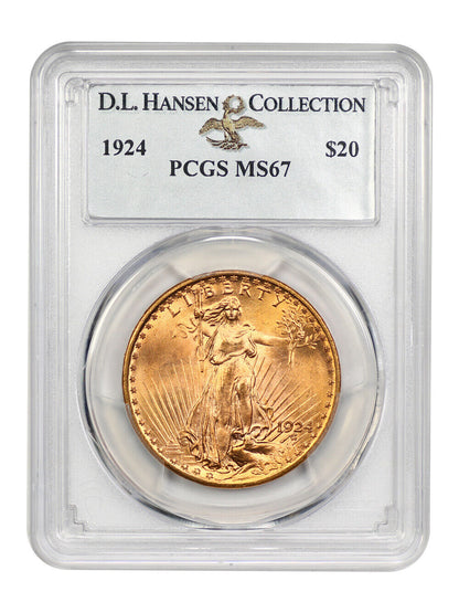 1924 $20 PCGS MS67 ex: D.L. Hansen