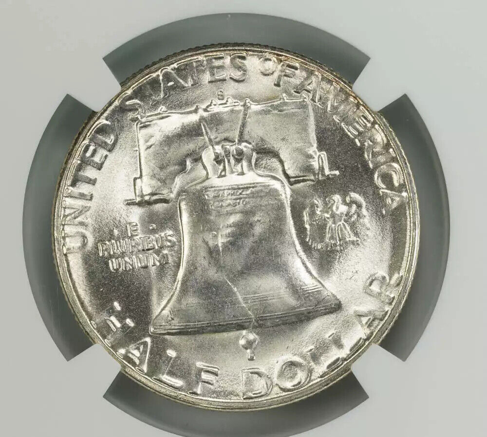 1954 S FRANKLIN HALF DOLLAR 50C NGC MS 66 FBL MINT UNC - FULL BELL LINES (002)