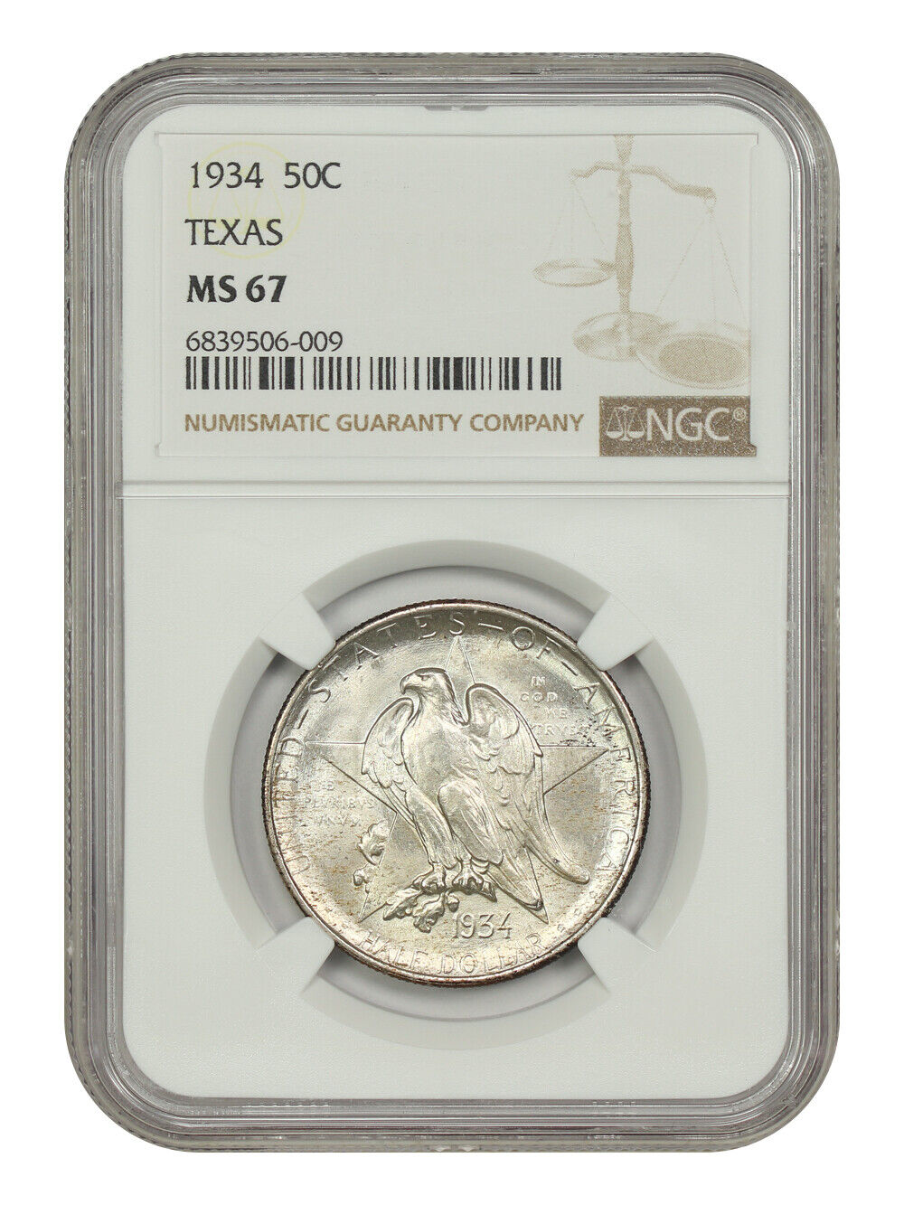 1934 50C Texas NGC MS67 - Classic Silver Commemorative