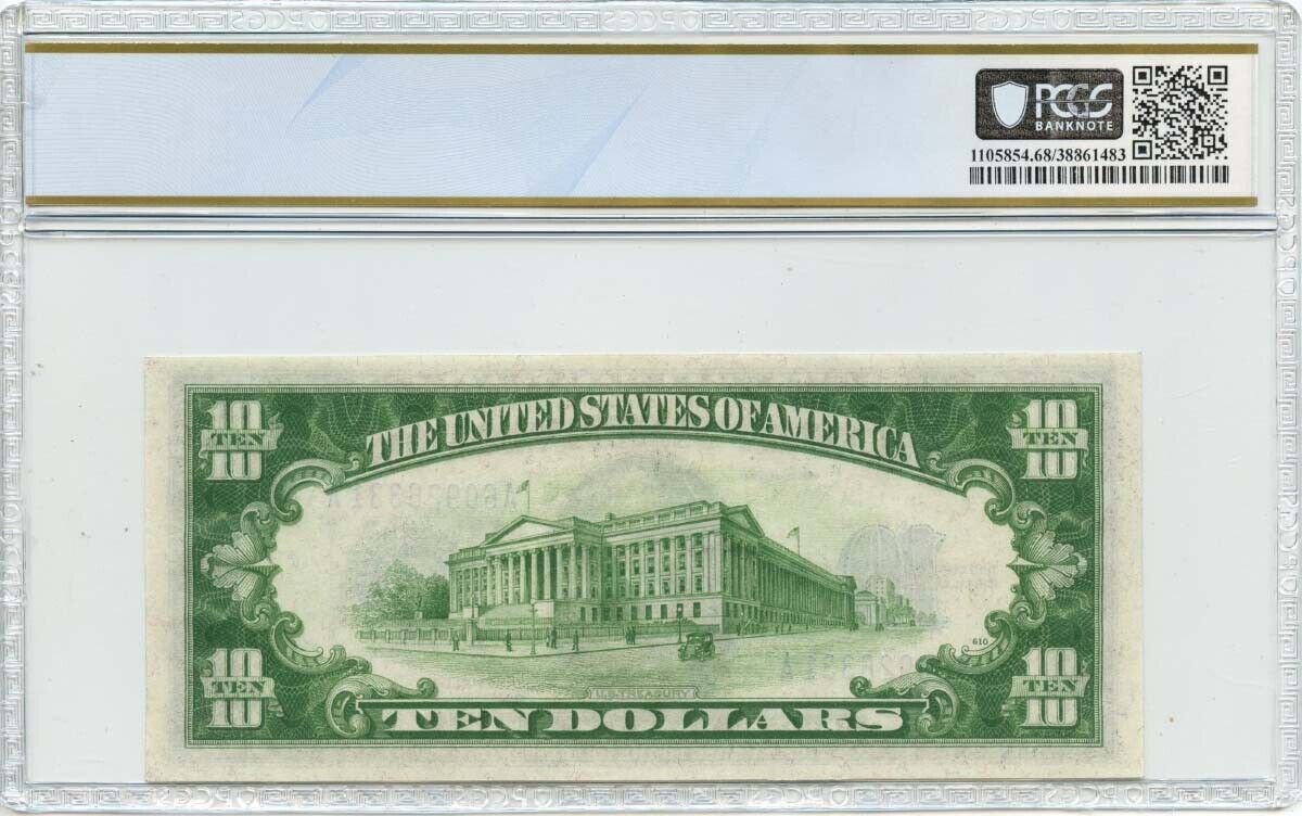 1934 $10 Silver Certificate Blue MULE Fr# 1701 PCGS Banknote SUPERB GEM 68 PPQ