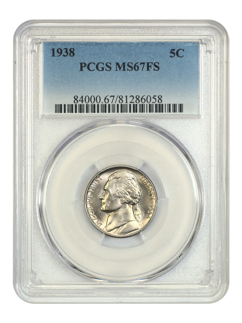 1938 5C PCGS MS67FS - Jefferson Nickel