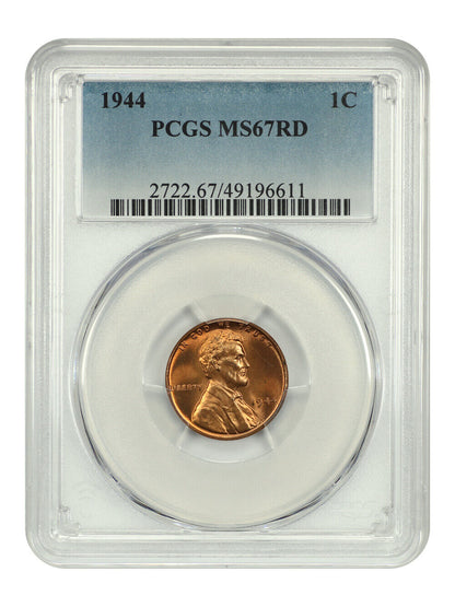 1944 1C PCGS MS67RD - Lincoln Cent (Wheat Reverse)