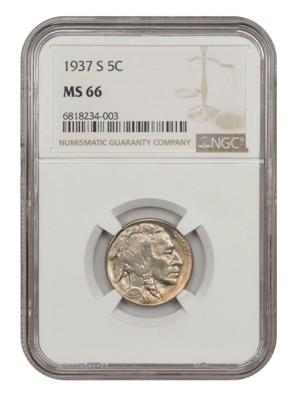 1937-S 5C NGC MS66