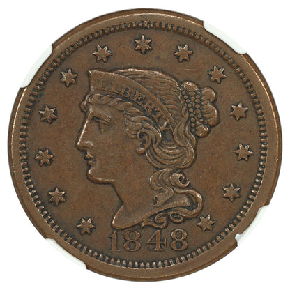 1848 1C NGC AU58 - Braided Hair Cent