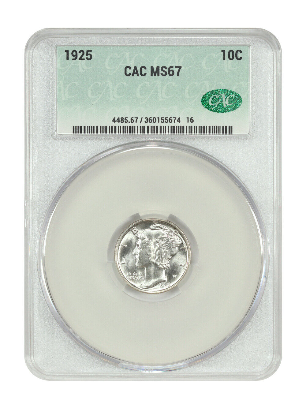 1925 10C CACG MS67 - Mercury Dime - Superb Gem