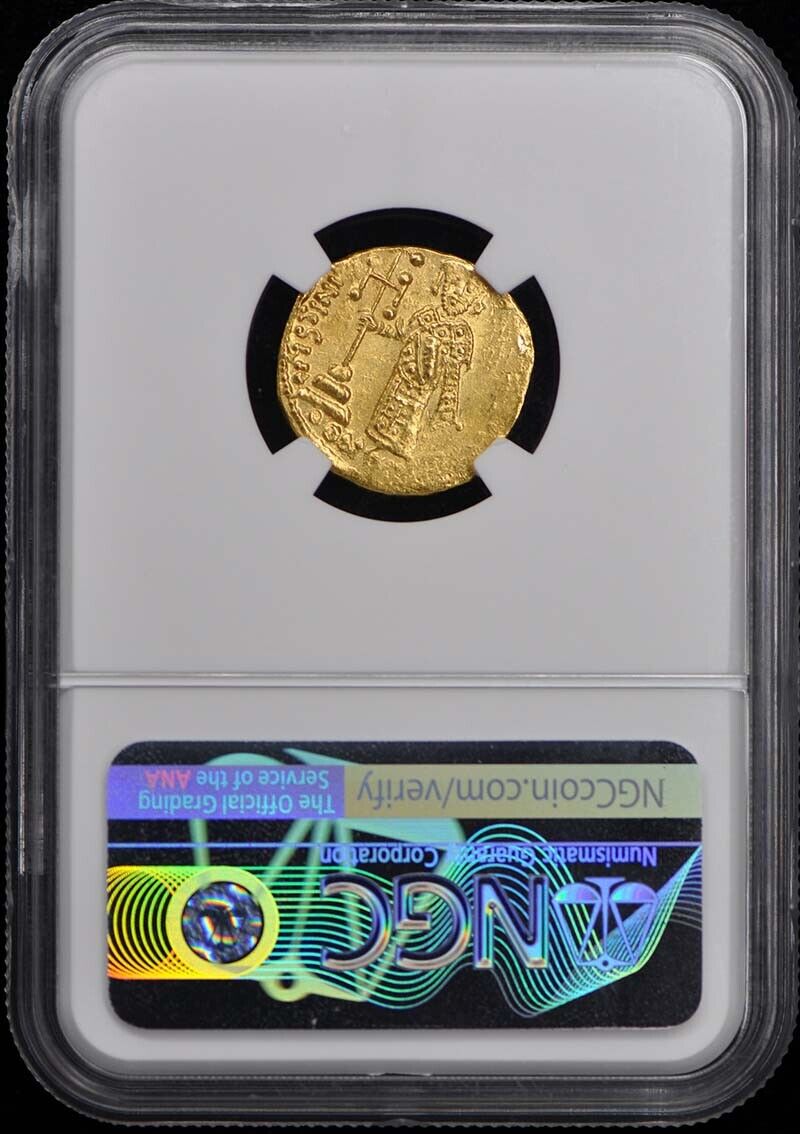Justinian II, AD 685-695 BYZANTINE EMPIRE AV Solidus NGC MS60 First Reign Christ