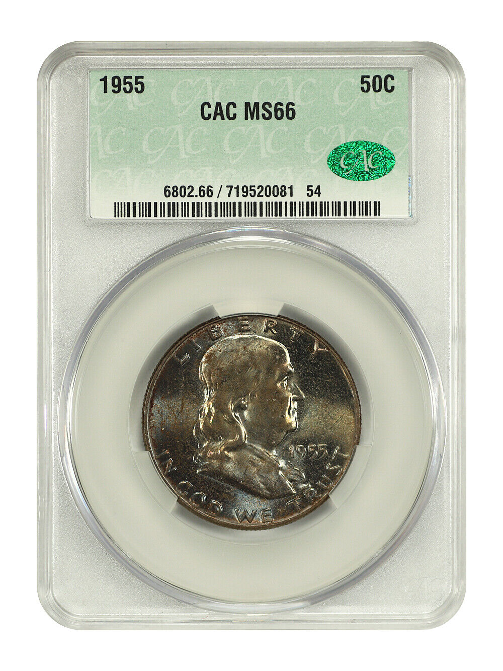 1955 50C CACG MS66 - Franklin Half Dollar