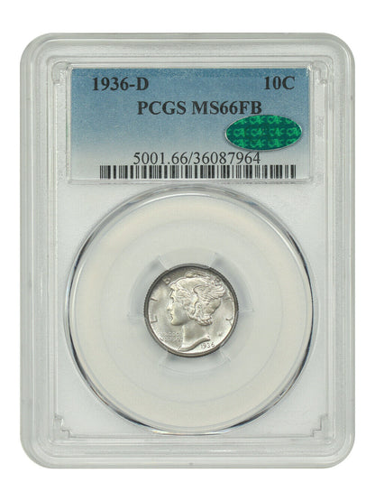 1936-D 10C PCGS/CAC MS66FB - Mercury Dime