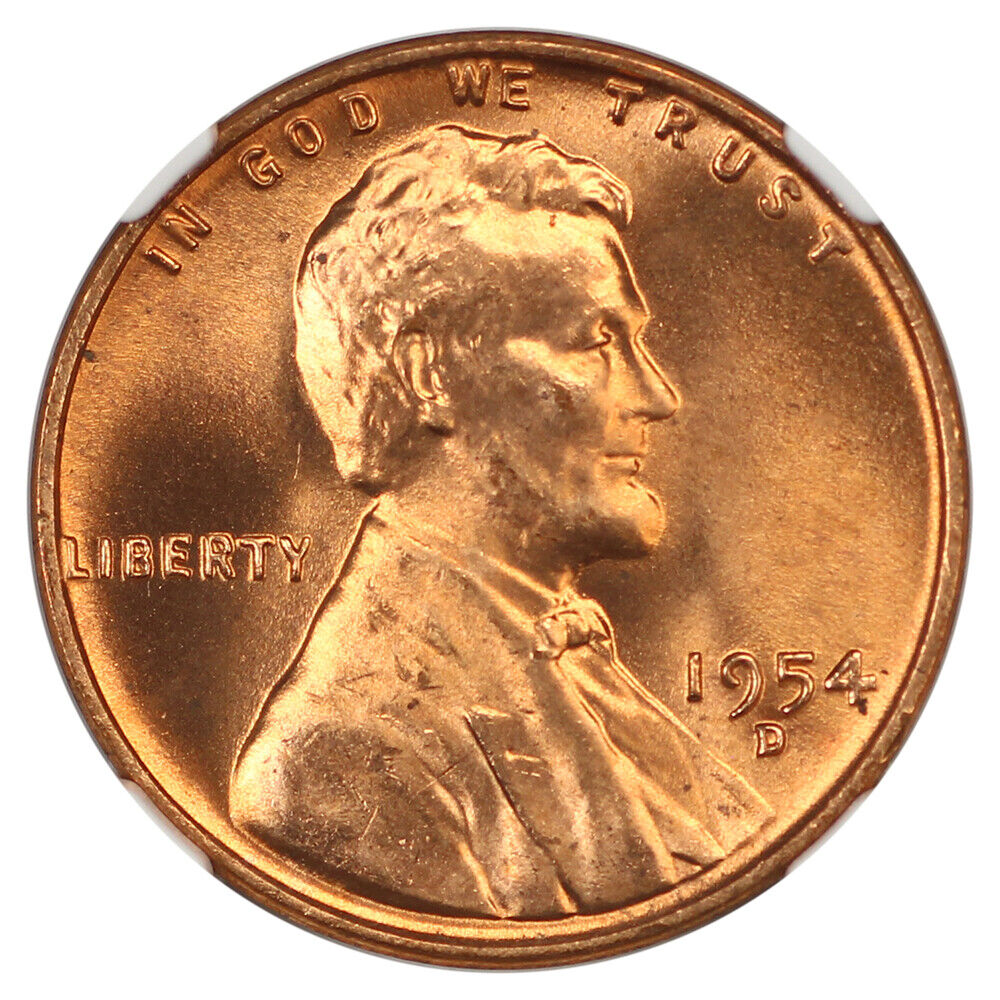 1954-D 1C NGC MS67RD - Lincoln Cent (Wheat Reverse)