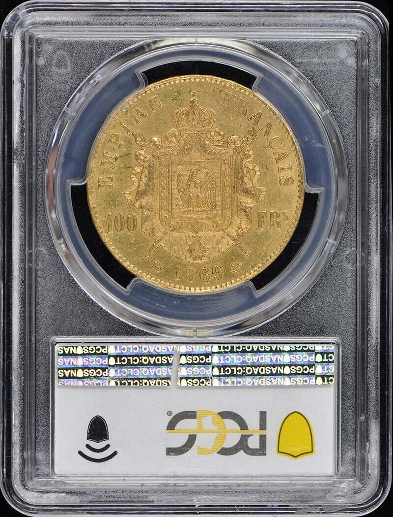 1869-BB 100 Fr France Napoleon PCGS MS61 Gad-1136 F-551