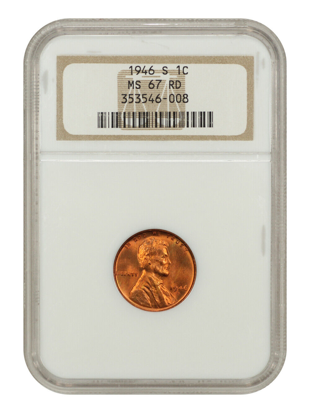 1946-S 1C NGC MS67RD