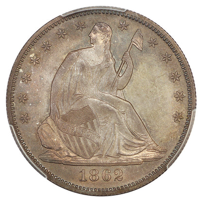 1862 50C PCGS/CAC PR64+