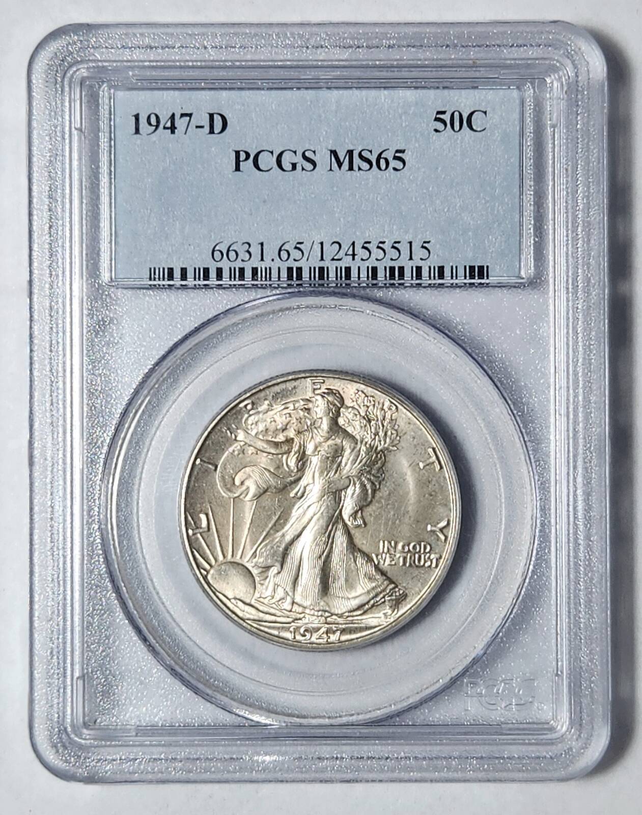 1947 D Walking Liberty Half Dollar PCGS MS-65