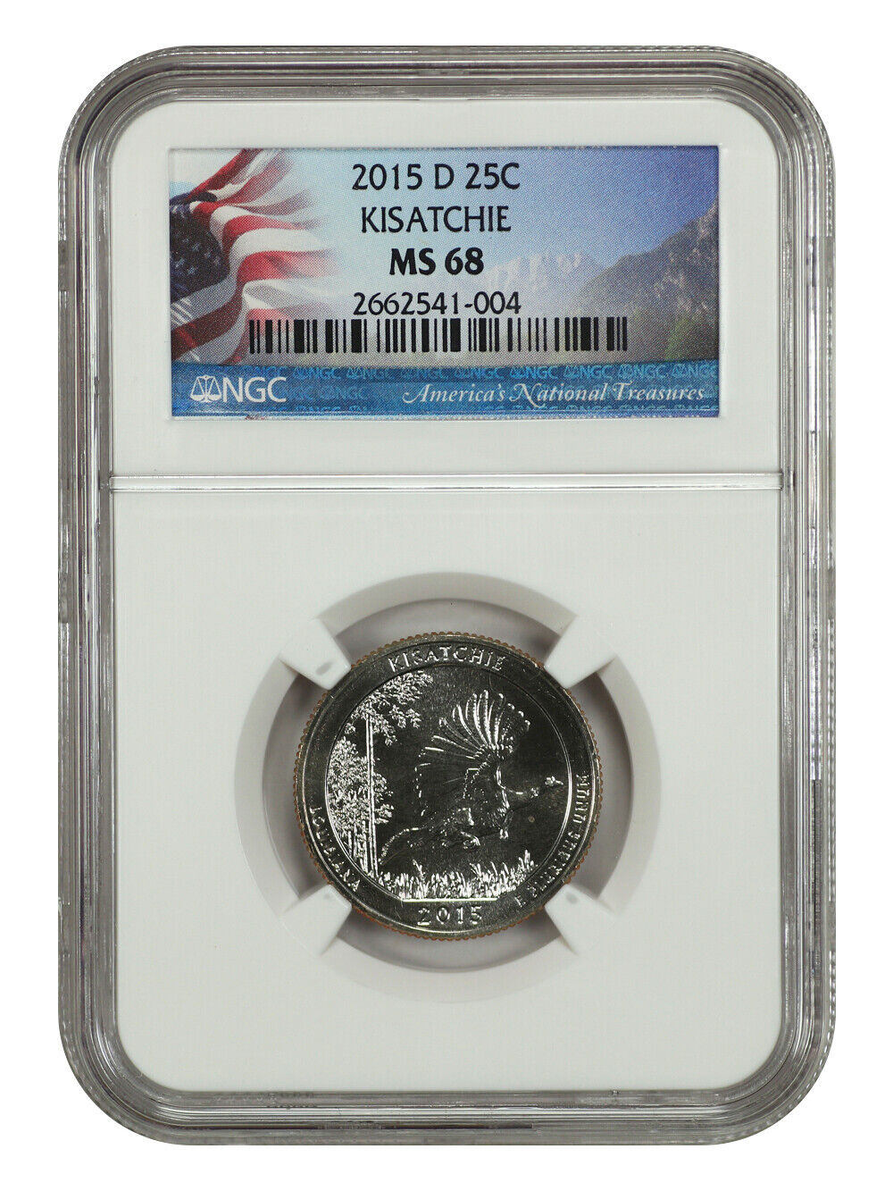 2015-D 25C Kisatchie NP NGC MS68 - Type 1 - Clad