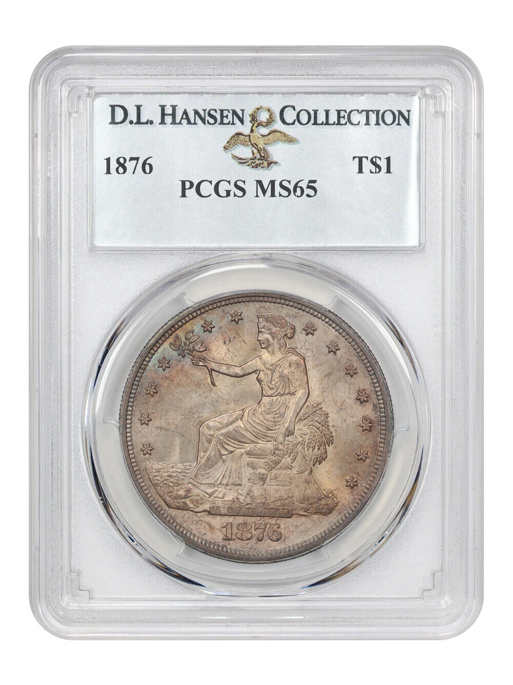 1876 Trade $1 PCGS MS65 ex: D.L. Hansen