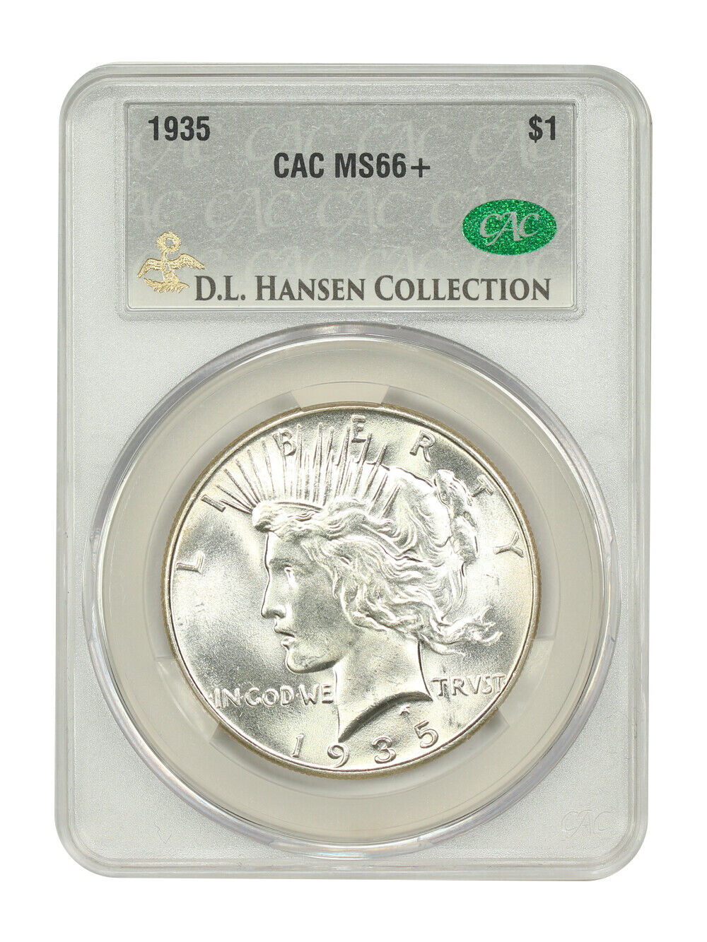 1935 $1 CACG MS66+ ex: D.L. Hansen/Ward T Miller Jr - Peace Dollar