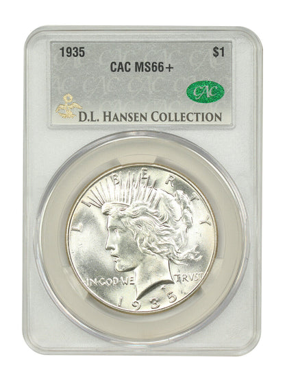 1935 $1 CACG MS66+ ex: D.L. Hansen/Ward T Miller Jr - Peace Dollar