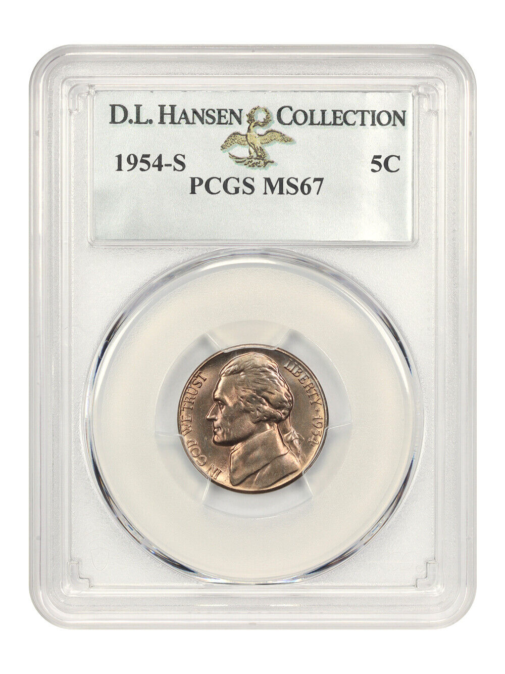 1954-S 5c PCGS MS67 ex: D.L. Hansen