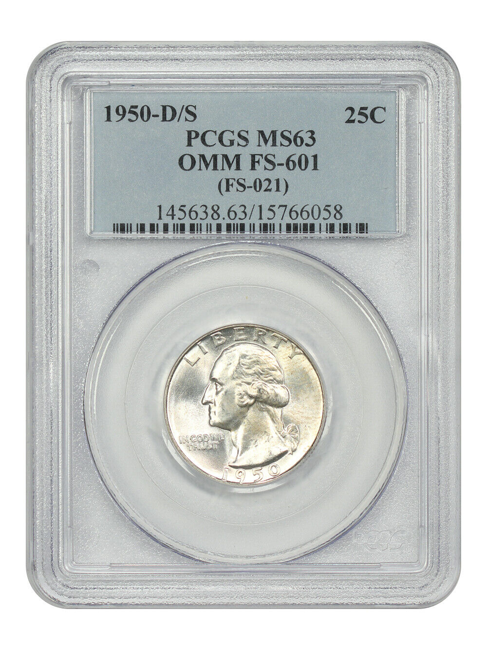 1950-D/S 25C PCGS MS63 (OMM, FS-601) - Washington Quarter