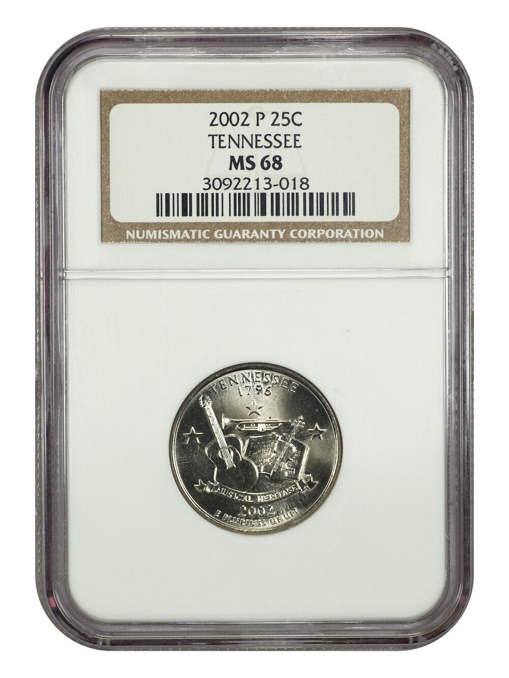 2002-P 25C Tennessee NGC MS68 - Washington 50 States Quarters