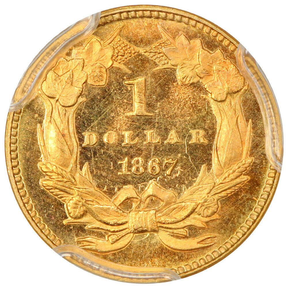 1867 G$1 PCGS MS66 ex: D.L. Hansen