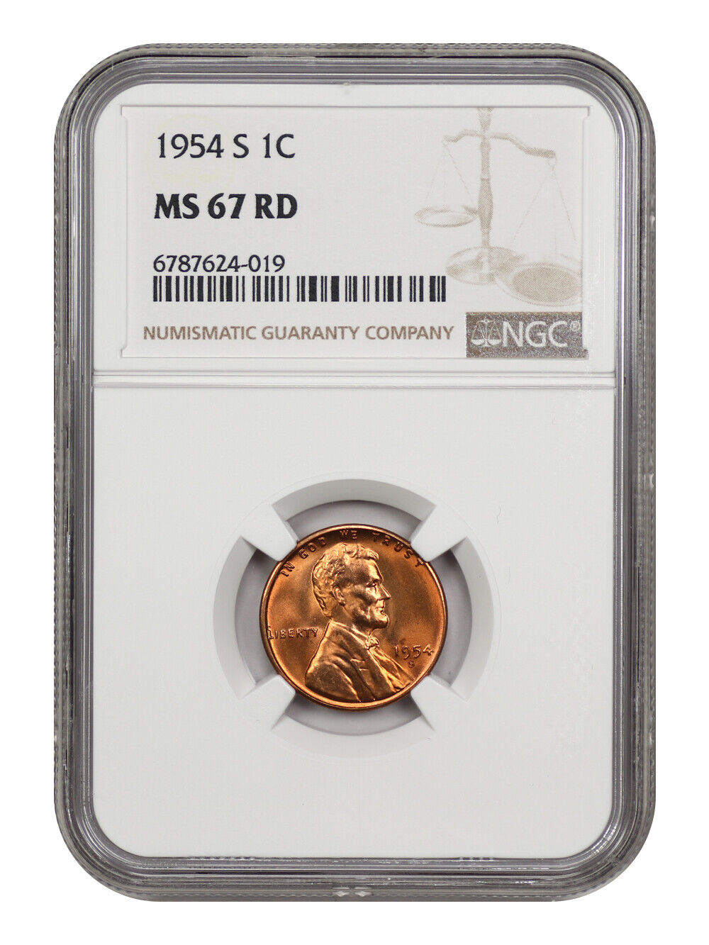 1954-S 1C NGC MS67RD