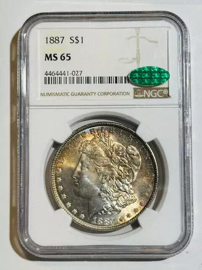 1887 P Morgan Silver Dollar NGC MS-65 CAC Original