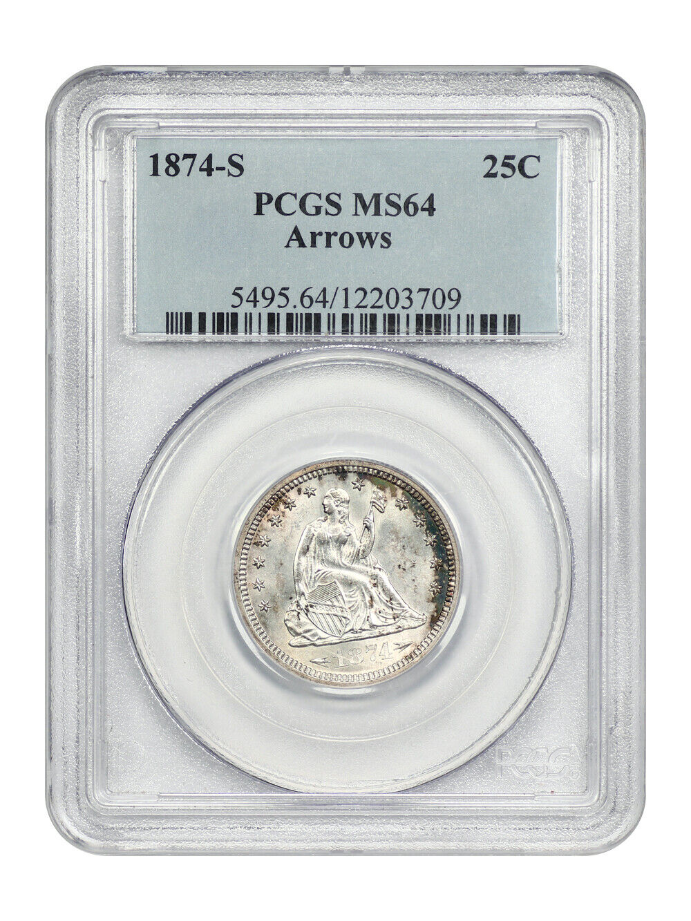 1874-S 25C PCGS MS64 (Arrows)