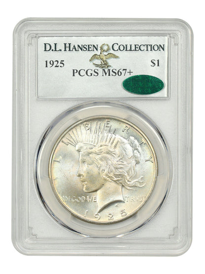 1925 $1 PCGS/CAC MS67+ ex: D.L. Hansen - Peace Dollar