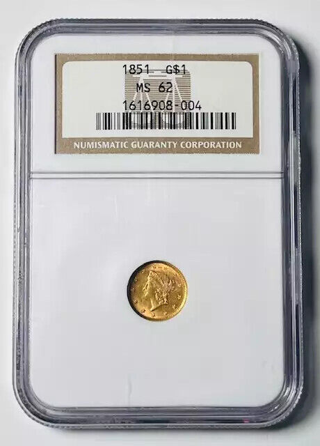 1851 Gold Dollar $1 Liberty Head NGC MS-62