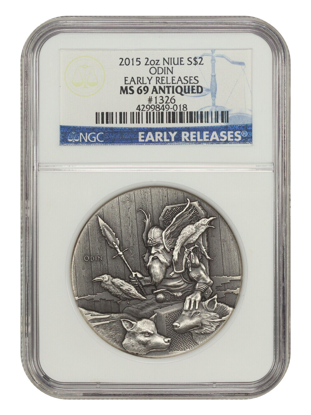 Niue: 2015 $2 2oz Silver Odin NGC MS69 (Early Releases, Antiqued) - Other