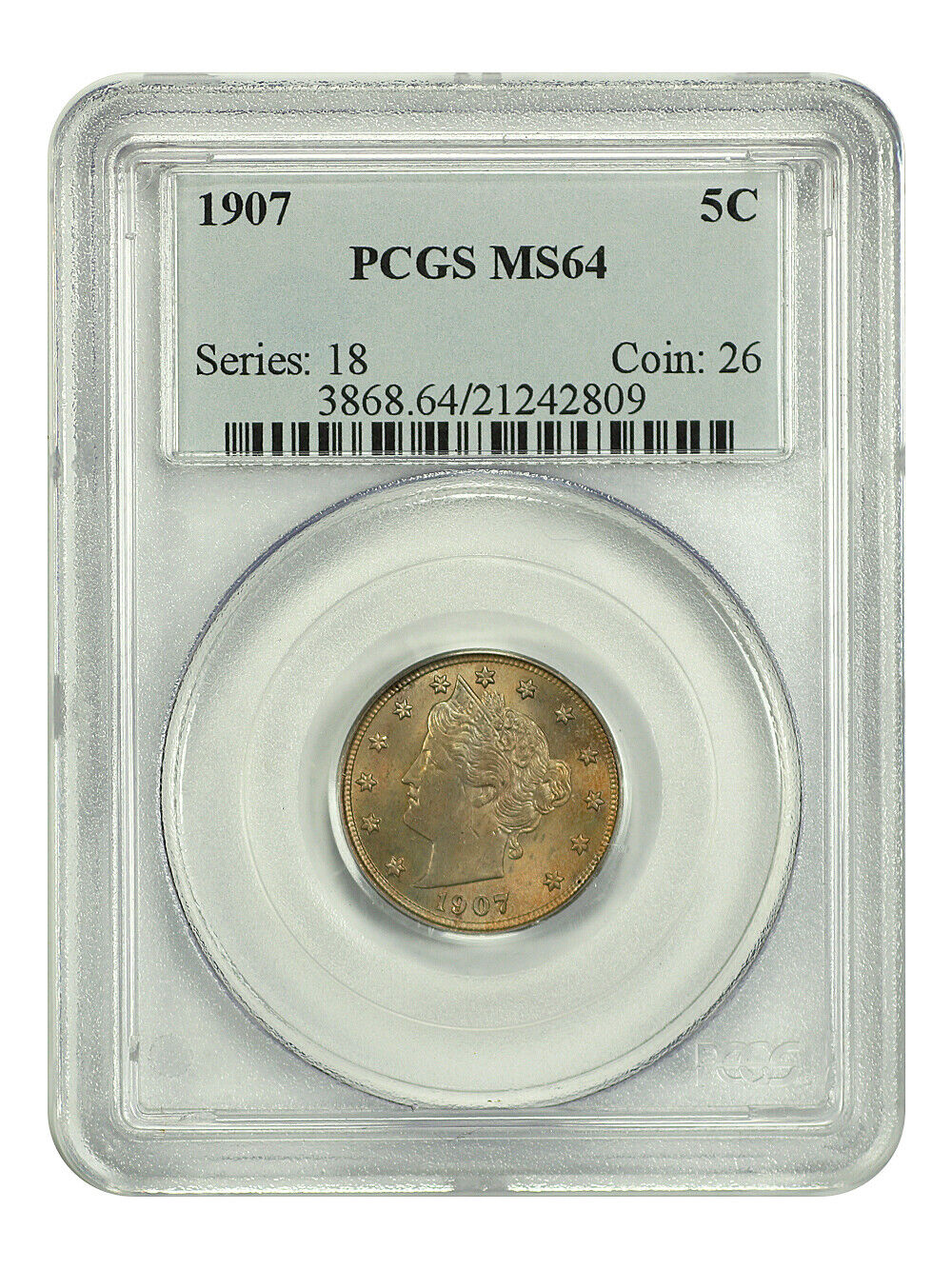 1907 5C PCGS MS64 - Liberty Nickel