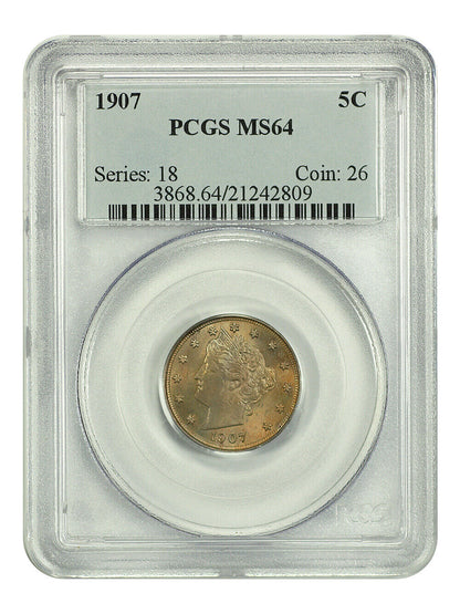 1907 5C PCGS MS64 - Liberty Nickel