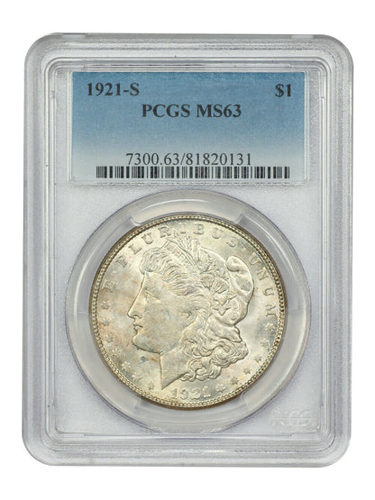 1921-S $1 PCGS MS63 - Morgan Dollar - Popular Final Year S-Mint Morgan