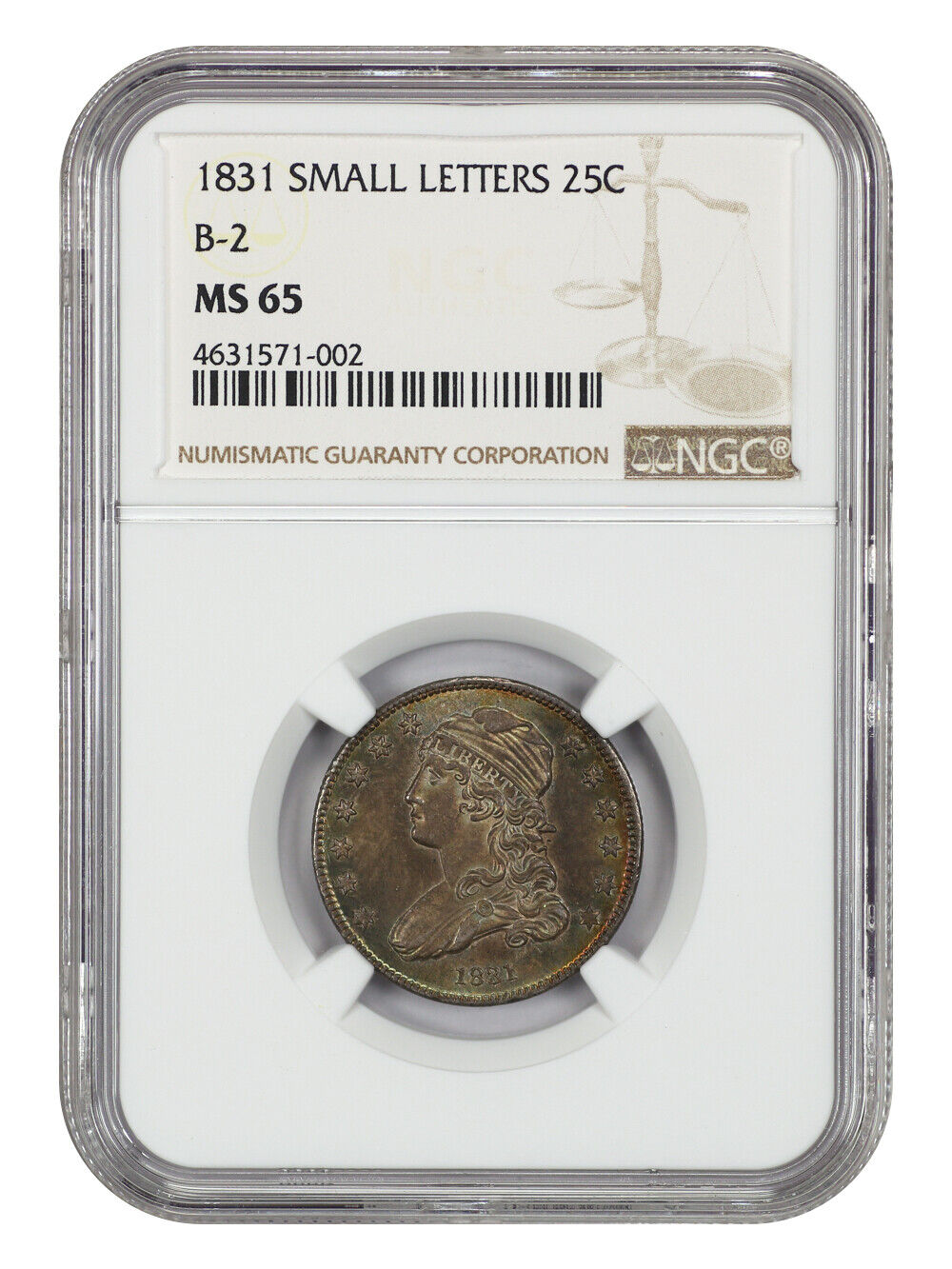 1831 25C NGC MS65 (Browning 2, Small Letters)