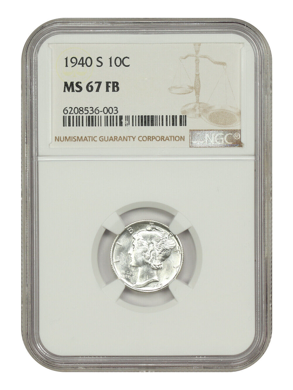 1940-S 10C NGC MS67FB - Mercury Dime