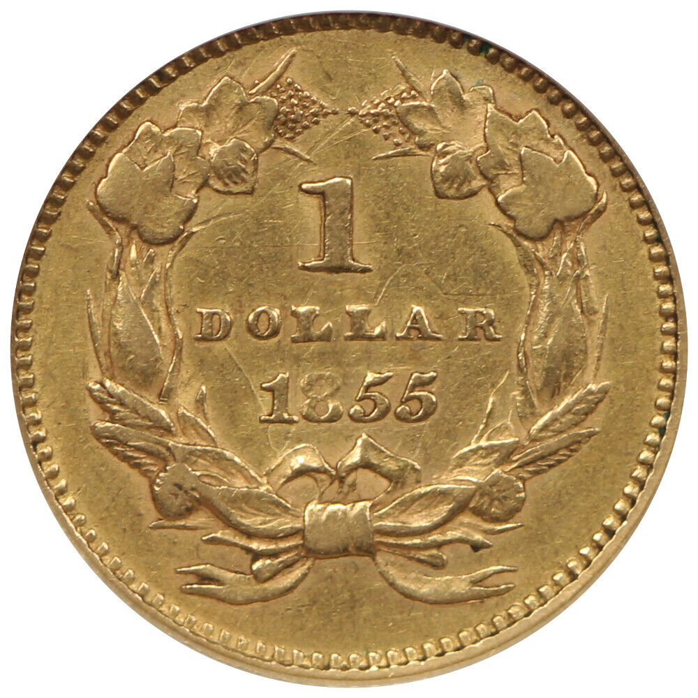 1855 G$1 NGC AU53 - Gold Dollar - Popular & Scarce Type 2 Gold Dollar