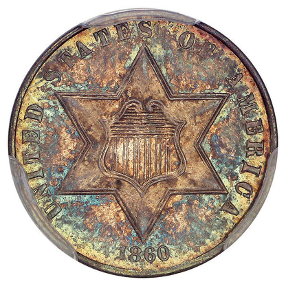 1860 3CS PCGS/CAC PR65 ex: D.L. Hansen