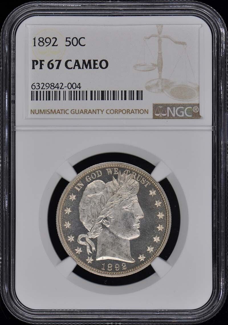 1892 Barber Half Dollar 50C NGC PR67CAM