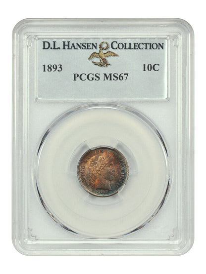 1893 10C PCGS MS67 ex: D.L. Hansen