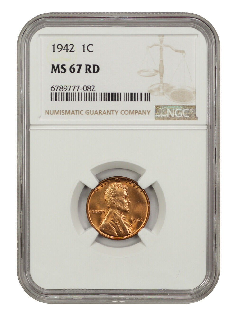 1942 1C NGC MS67RD