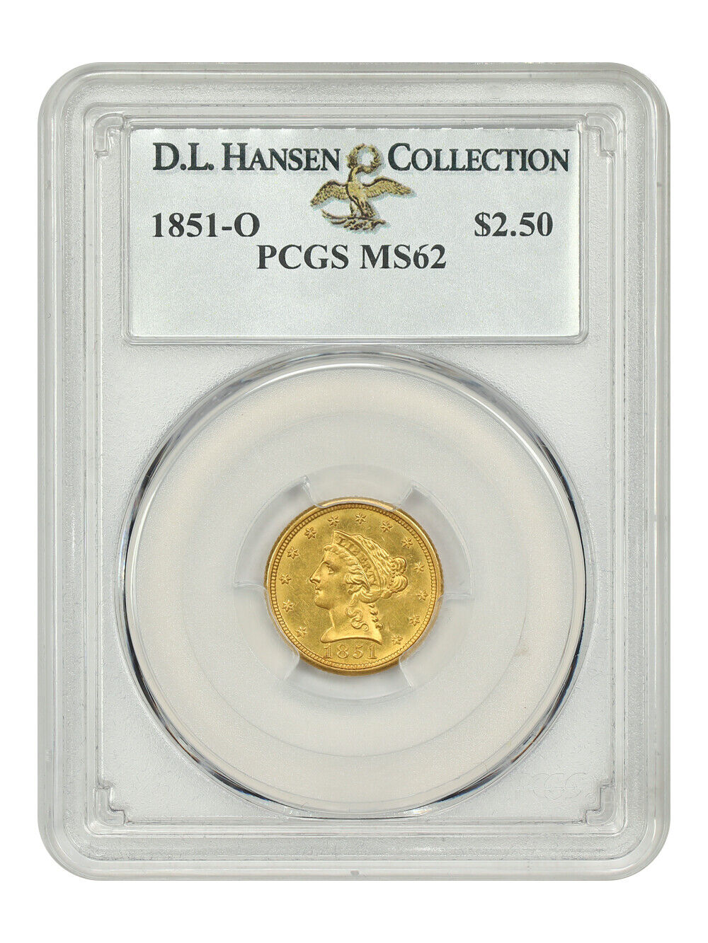 1851-O $2.50 PCGS MS62 ex: D.L. Hansen - Liberty Head $2.5 - Popular O-Mint Gold