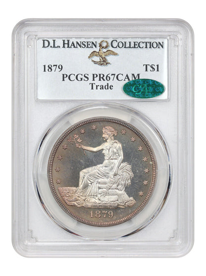 1879 Trade $1 PCGS/CAC PR67CAM ex: D.L. Hansen