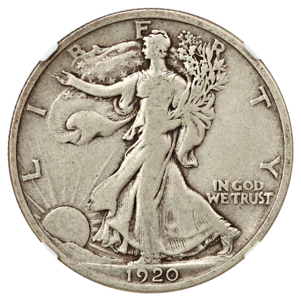 1920-D 50C NGC Fine 12 - Walking Liberty Half Dollar - Scarce, Early Walker