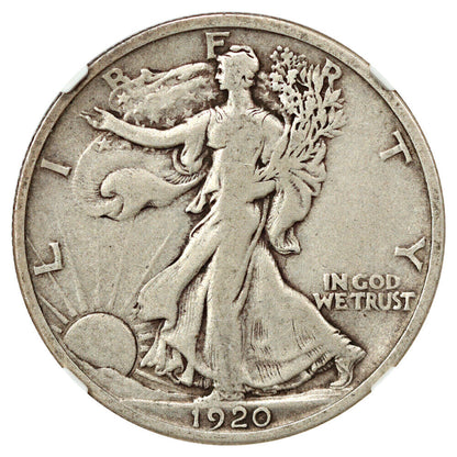 1920-D 50C NGC Fine 12 - Walking Liberty Half Dollar - Scarce, Early Walker