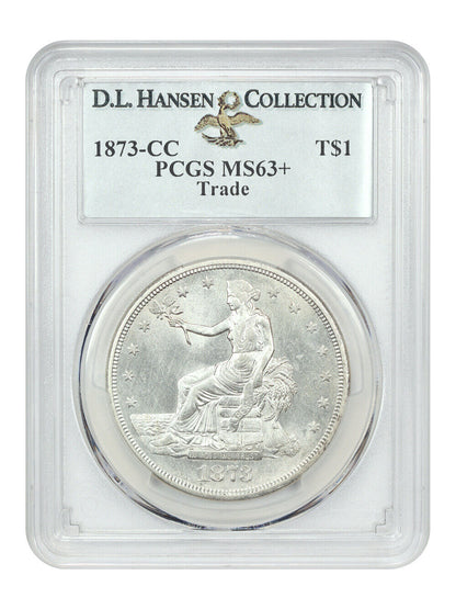 1873-CC Trade $1 PCGS MS63+ ex: D.L. Hansen