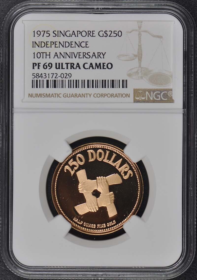 1975 3 pc SINGAPORE ANNIV. G$500 G$250 G$100 NGC PR69DCAM