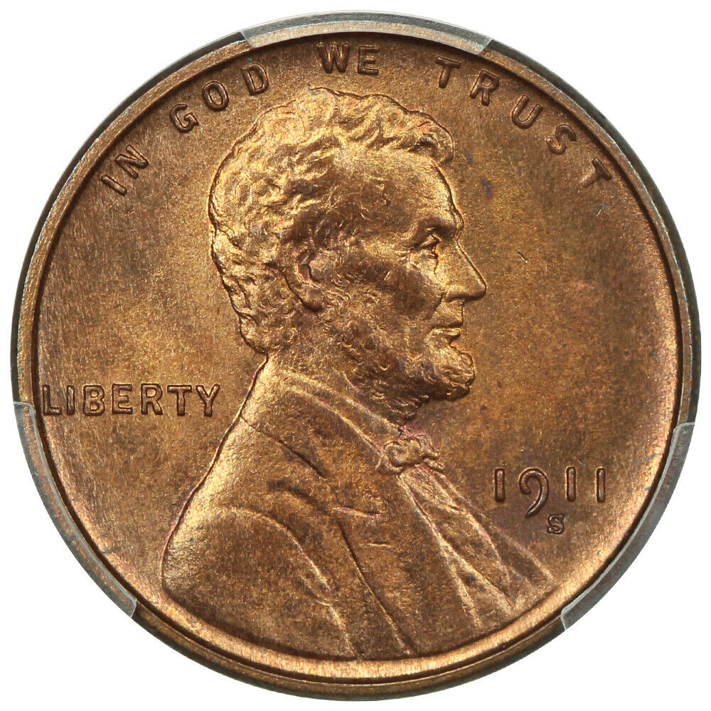 1911-S 1C PCGS/CAC MS66RB - Lincoln Cent (Wheat Reverse)
